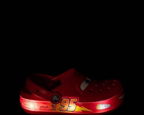 (Genuine) Kids Lightning 𝗠𝗰𝗤𝘂𝗲𝗲𝗻 Racing LED Clogs | Comfortable Non-Slip Sandals for Boys & Girls