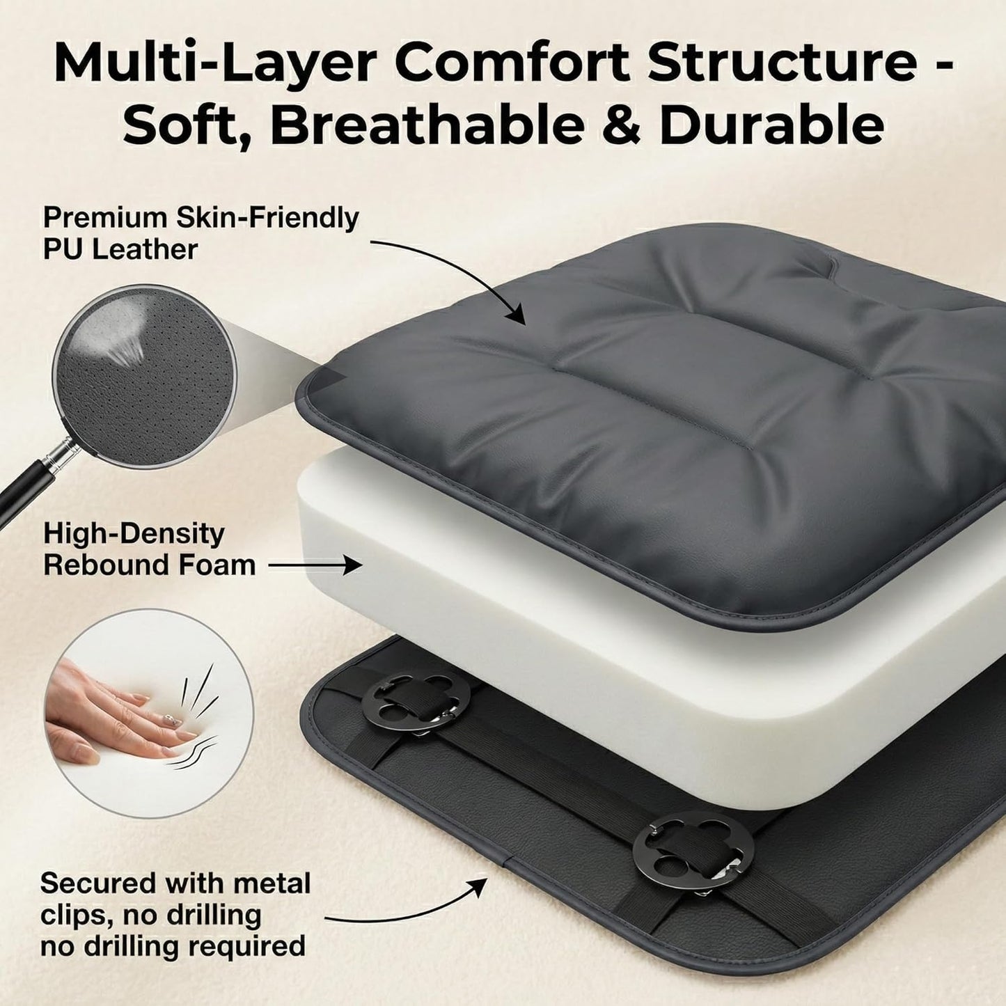 Premium Leather Seat Covers – Skin-Friendly, Stain-Resistant & Easy to Clean. Designed for Front and Rear Seats to Provide Full Coverage and Everyday Protection.（Multiple Brands to Choose From）
